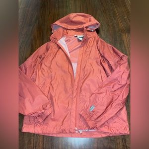 Columbia, pinkish rain jacket, women’s medium